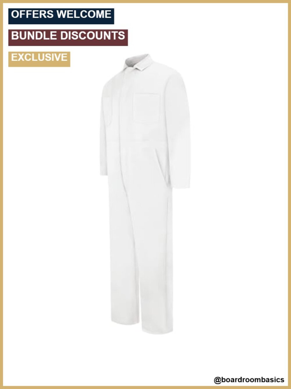 Snap Front Cotton Coverall Oversized Fit Long Sleeve Work Utility